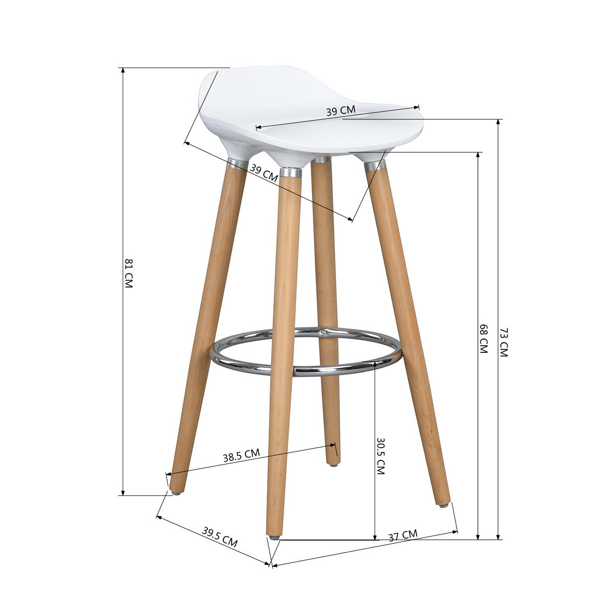 Barstools Plastic Seat Wooden Legs Bar Stools Jasmine