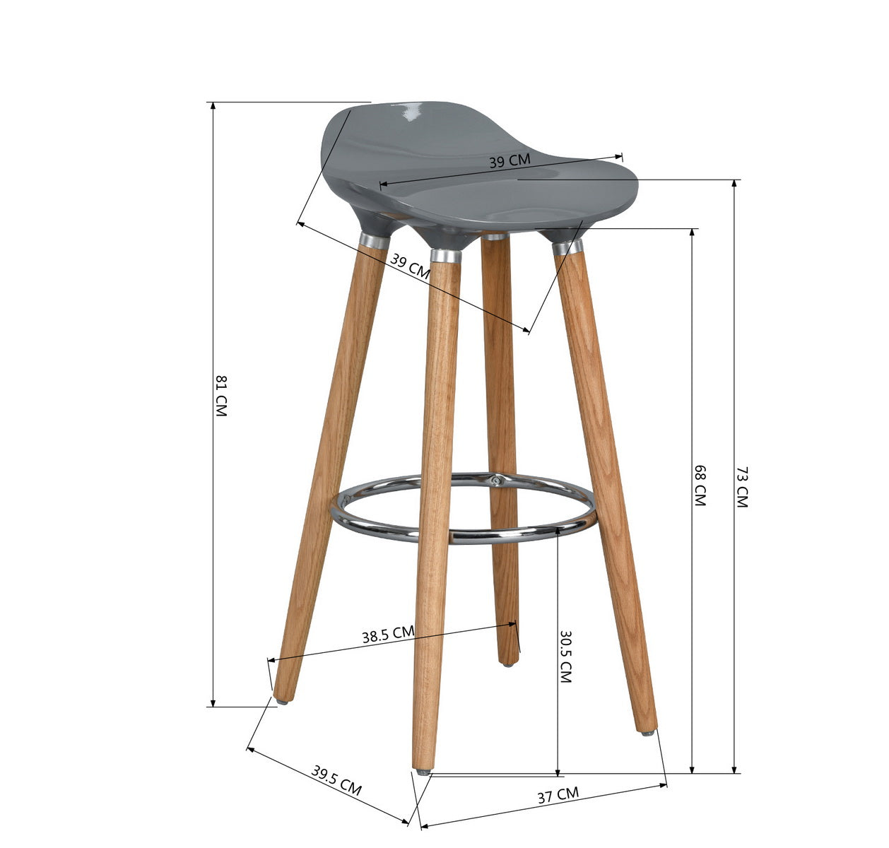 Barstools Plastic Seat Wooden Legs Bar Stools Jasmine