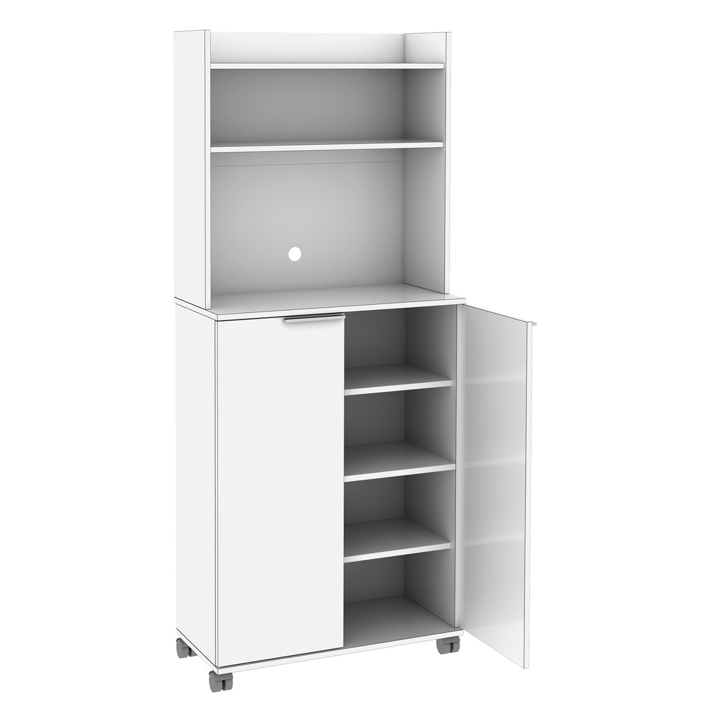 Multipurpose Mobile Cabinet W/ Two Door & Adj. Shelves High Gloss White ADR