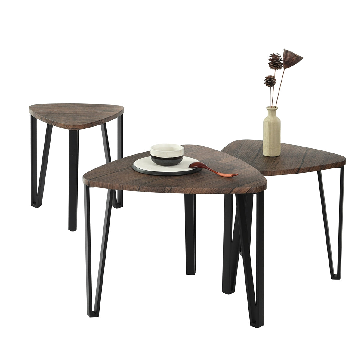 Nesting End Coffee Table Set of 3 Industrial Kauwhata