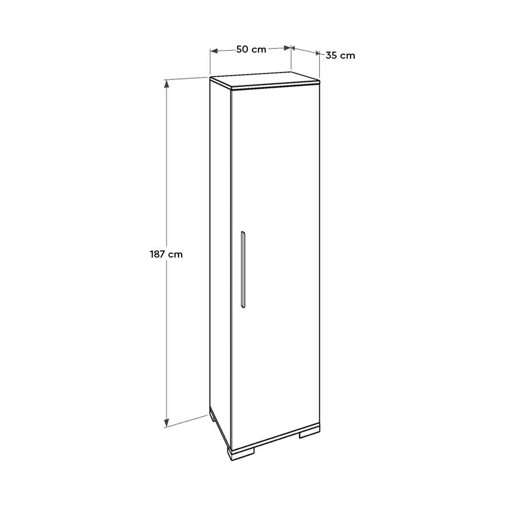 Multipurpose Cabinet W/ One Door & Eight Adjustable Shelves High Gloss White ADR