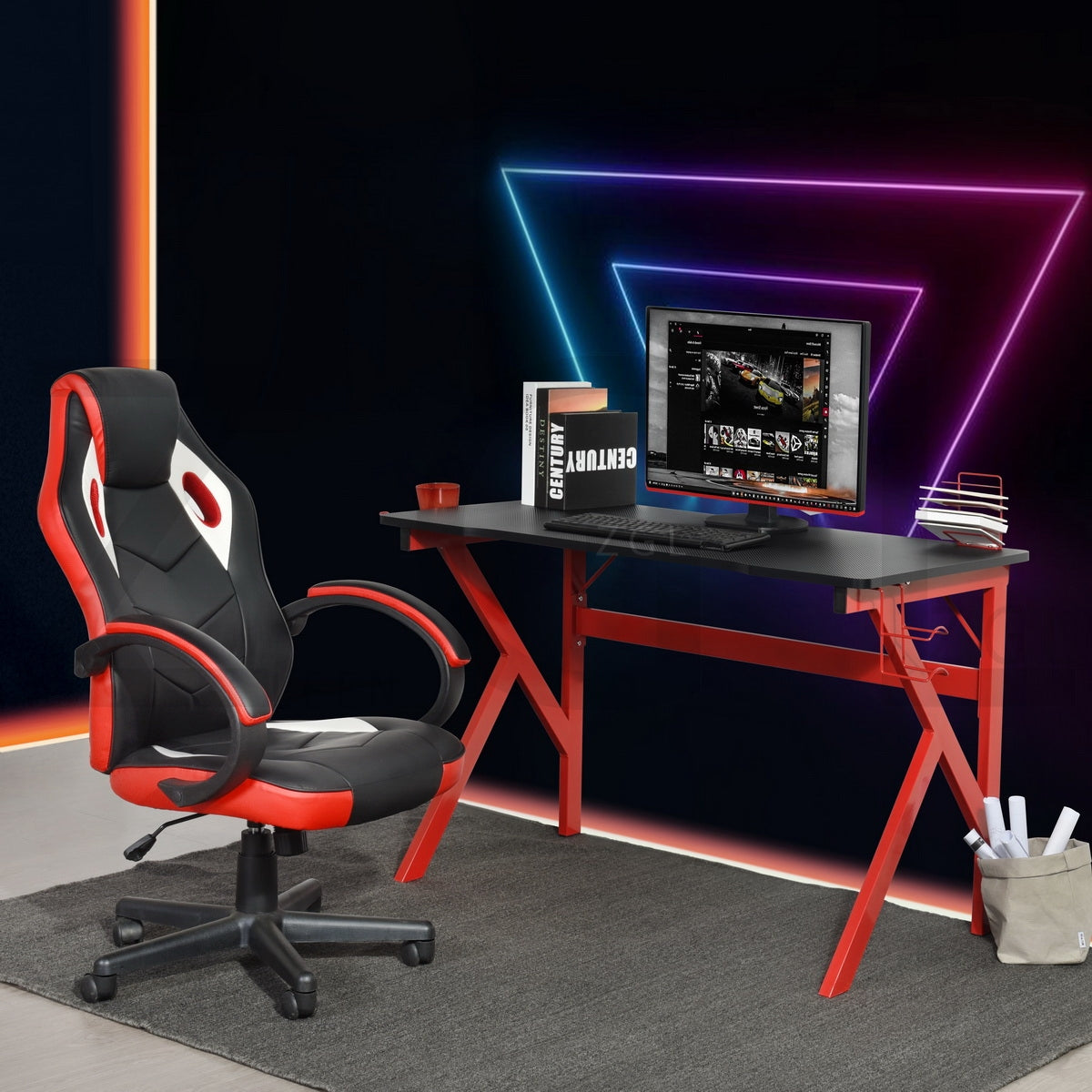 Gaming Desk K Shaped Computer Desk Office Workstation Demirbay