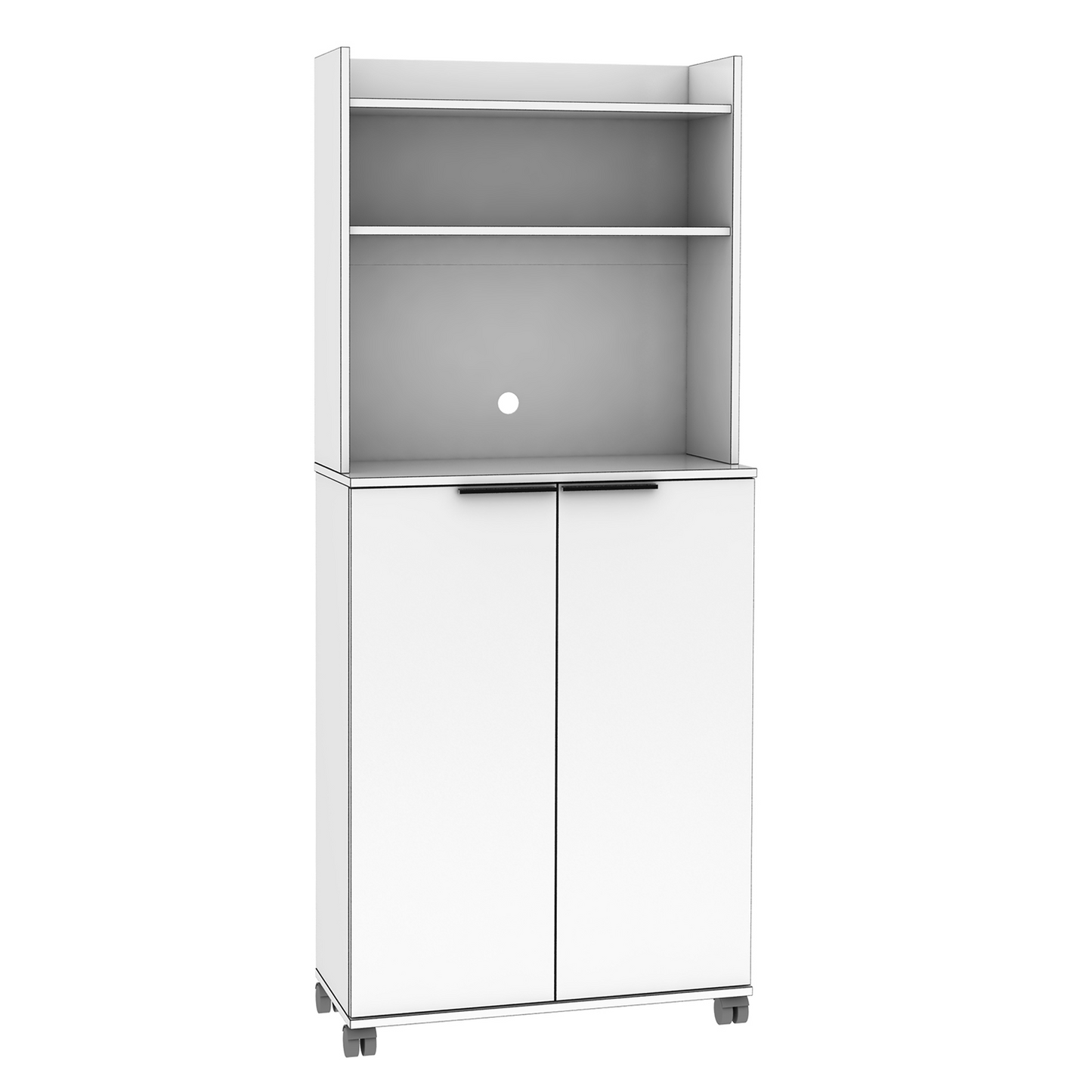 Multipurpose Mobile Cabinet W/ Two Door & Adj. Shelves High Gloss White ADR