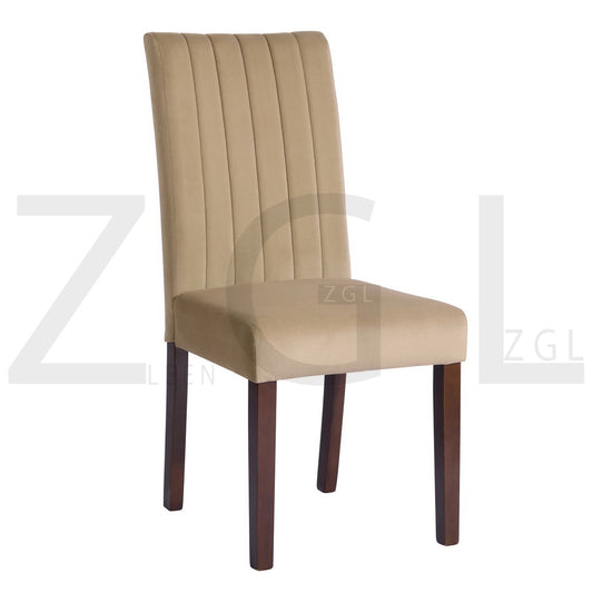 Dining Chairs Velvet Upholstered Wooden Legs Fawn