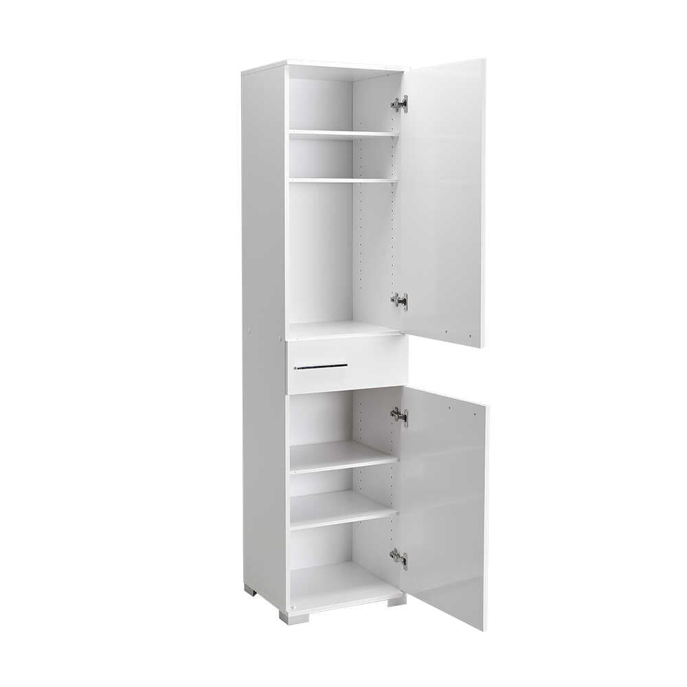 Multipurpose Cabinet W/ Two Sections & One Drawer   High Gloss White ADR