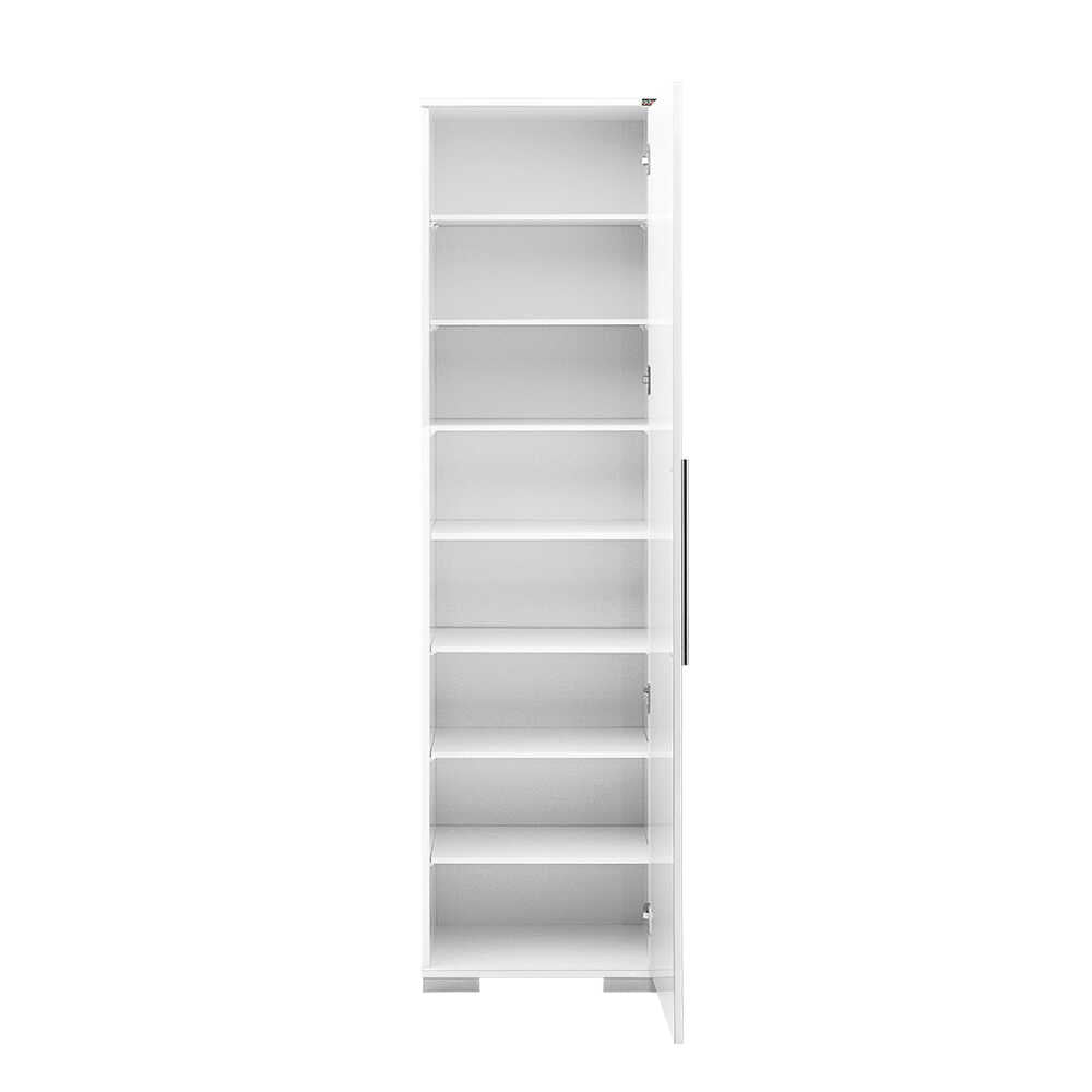 Multipurpose Cabinet W/ One Door & Eight Adjustable Shelves High Gloss White ADR