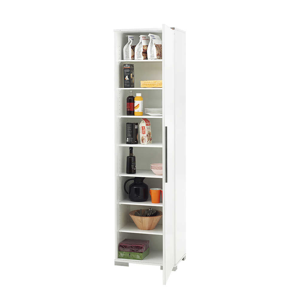 Multipurpose Cabinet W/ One Door & Eight Adjustable Shelves High Gloss White ADR