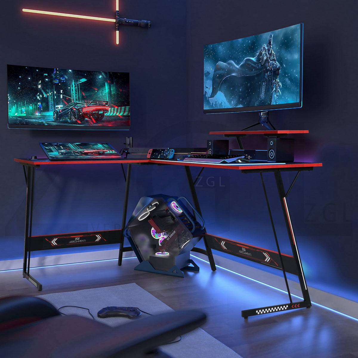 Gaming Desk L Shaped Computer Desk Office Workstation Fila