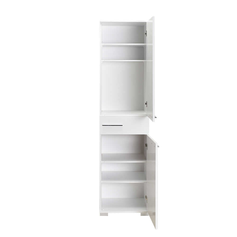 Multipurpose Cabinet W/ Two Sections & One Drawer   High Gloss White ADR