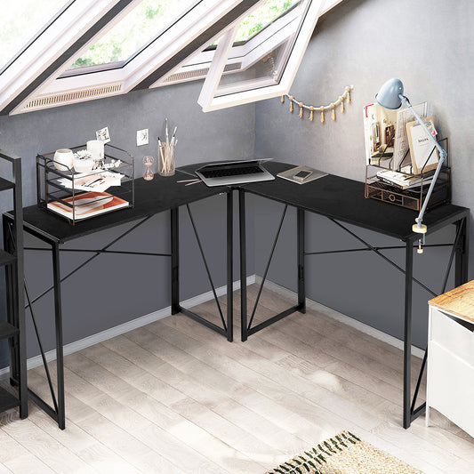 L-Shaped Folding Gaming Desk Home Office Corner Table Albertin