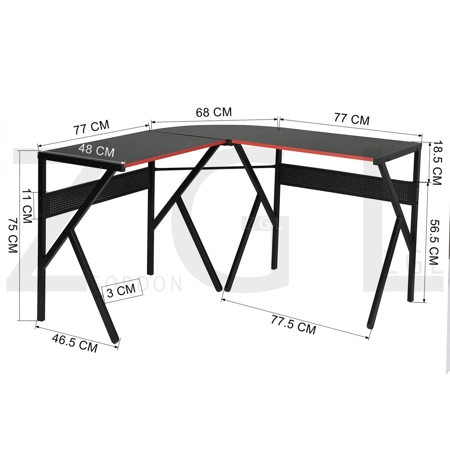 L-Shaped Gaming Desk Home Office Corner Table Alisson