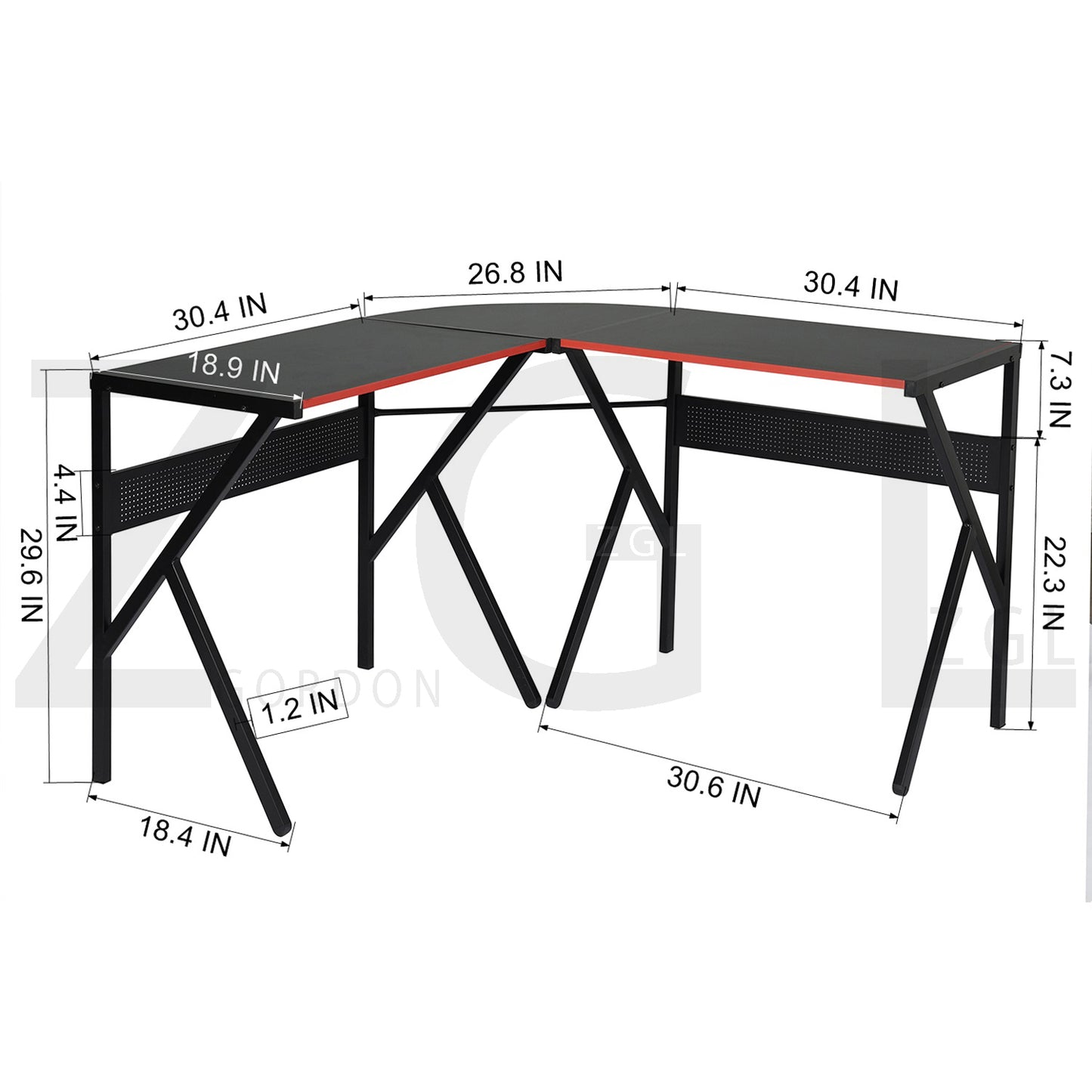 L-Shaped Gaming Desk Home Office Corner Table Alisson