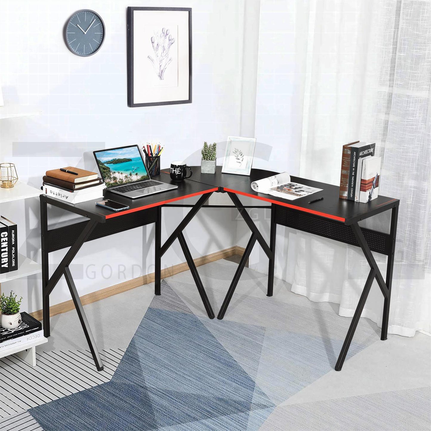 L-Shaped Gaming Desk Home Office Corner Table Alisson