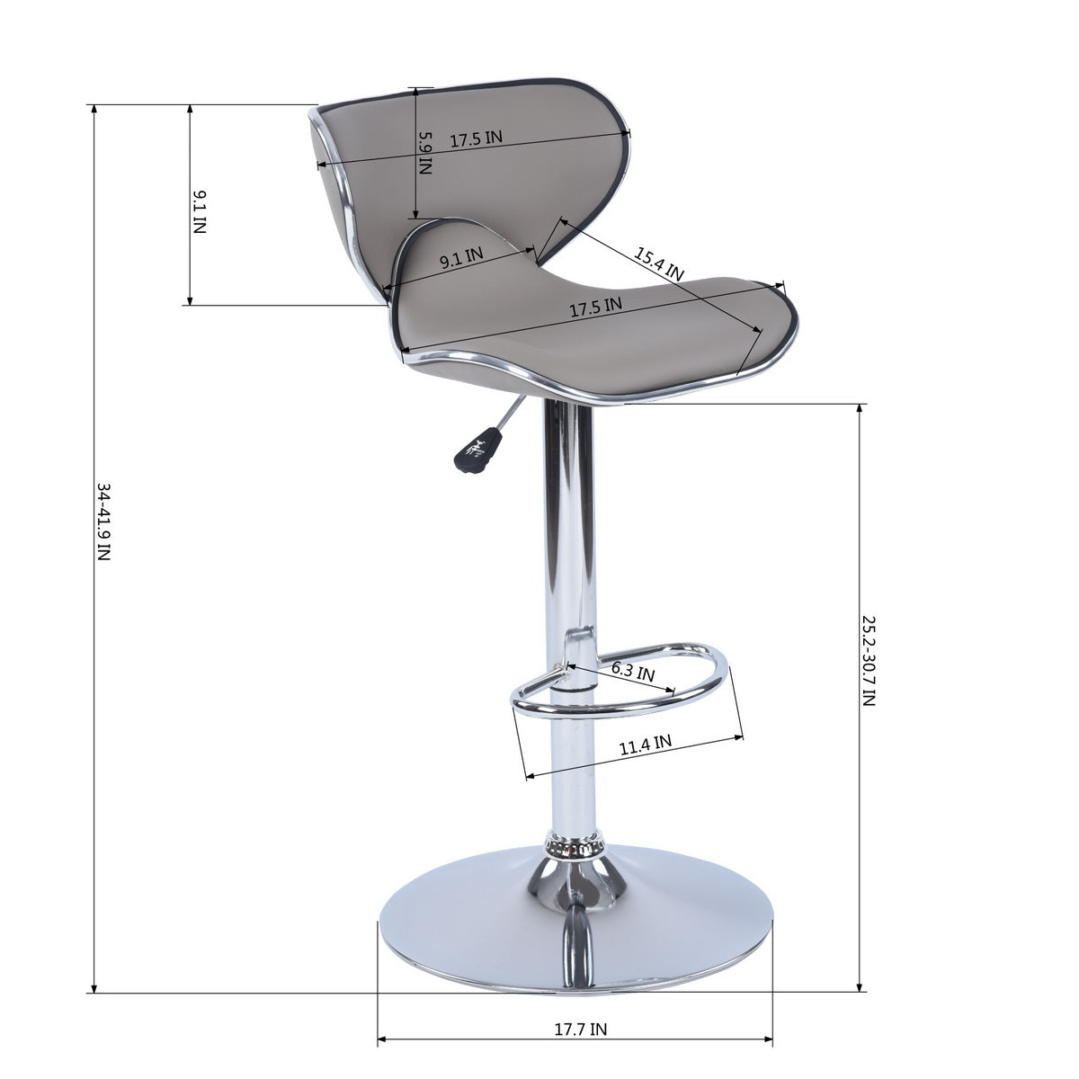 Barstools PU Upholstered Swivel Height Ajustable Bar Stools Arn