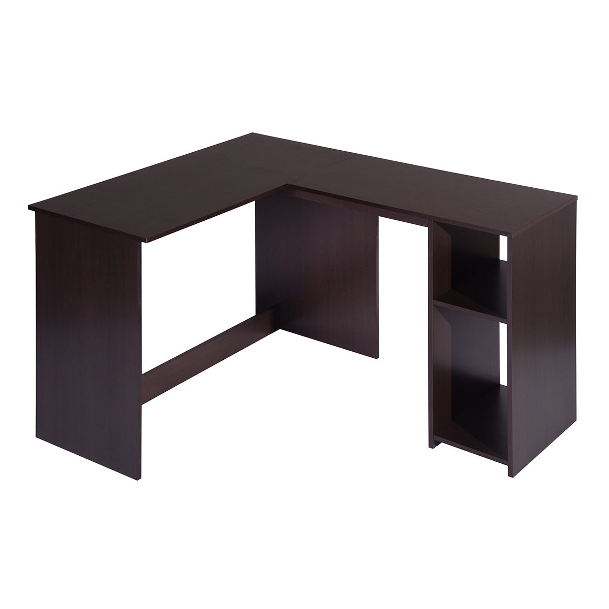 L-Shaped Desk Home Office Corner Table with 2 Shelves Babette