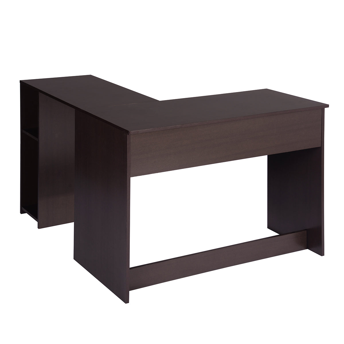 L-Shaped Desk Home Office Corner Table with 2 Shelves Babette