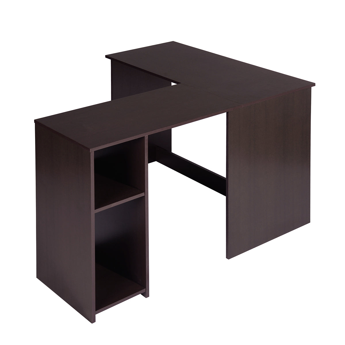 L-Shaped Desk Home Office Corner Table with 2 Shelves Babette