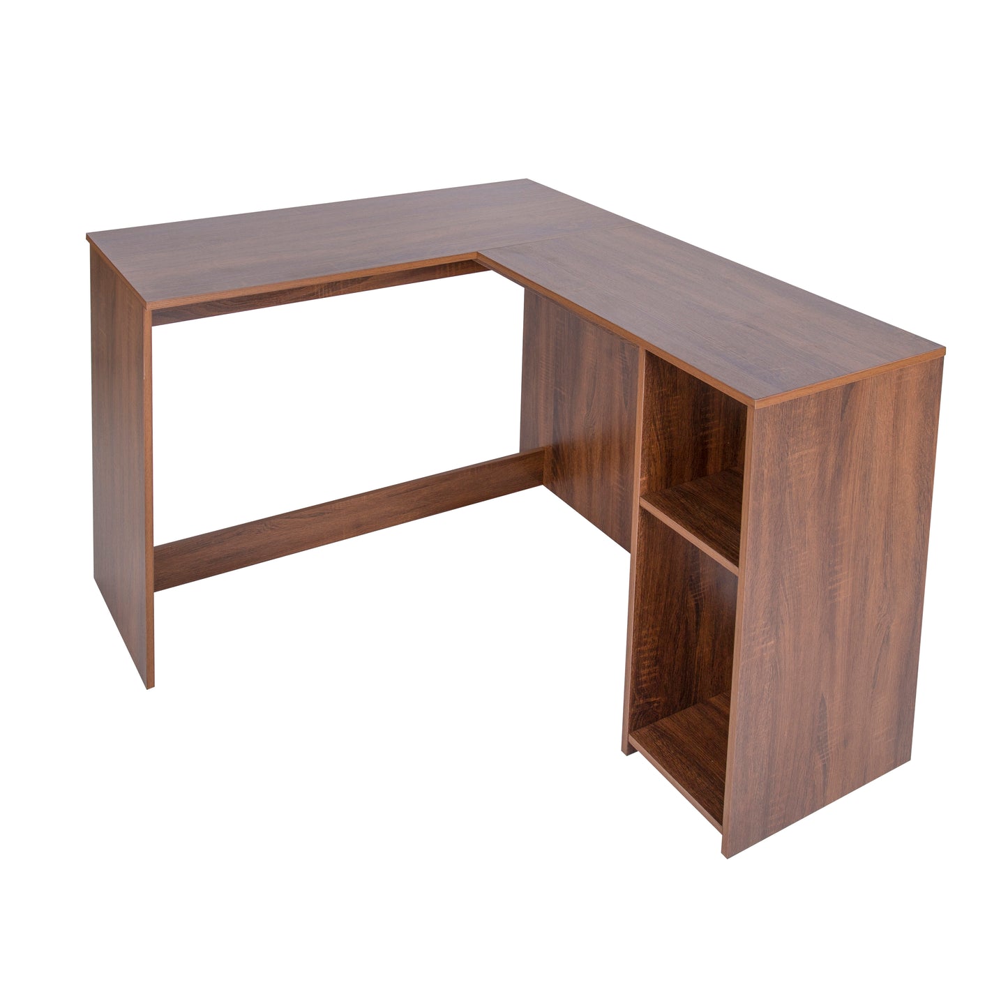 L-Shaped Desk Home Office Corner Table with 2 Shelves Babette