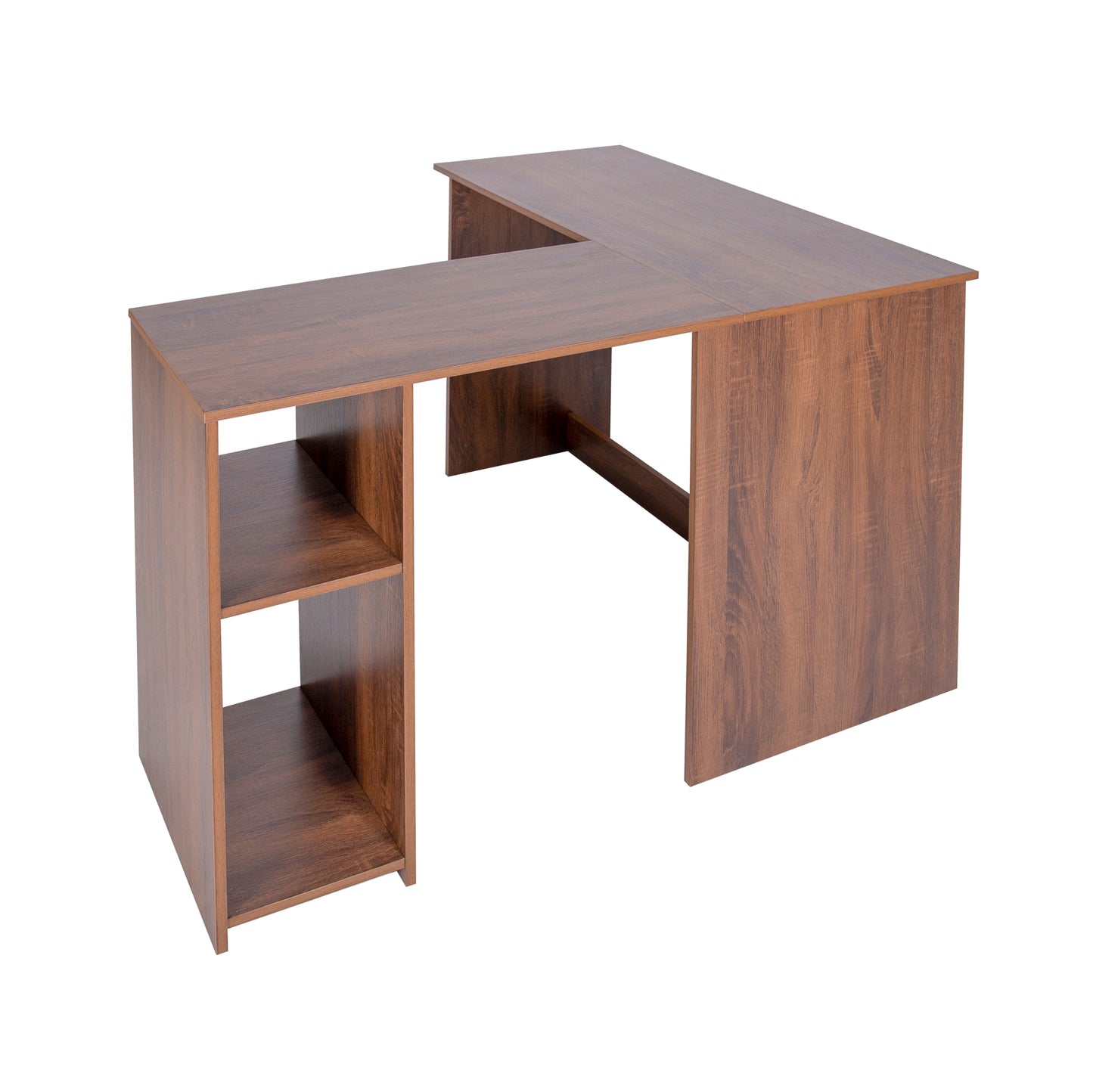 L-Shaped Desk Home Office Corner Table with 2 Shelves Babette