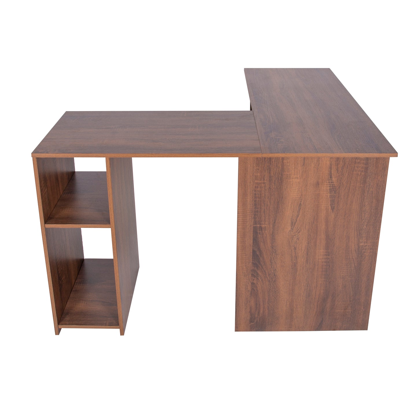 L-Shaped Desk Home Office Corner Table with 2 Shelves Babette