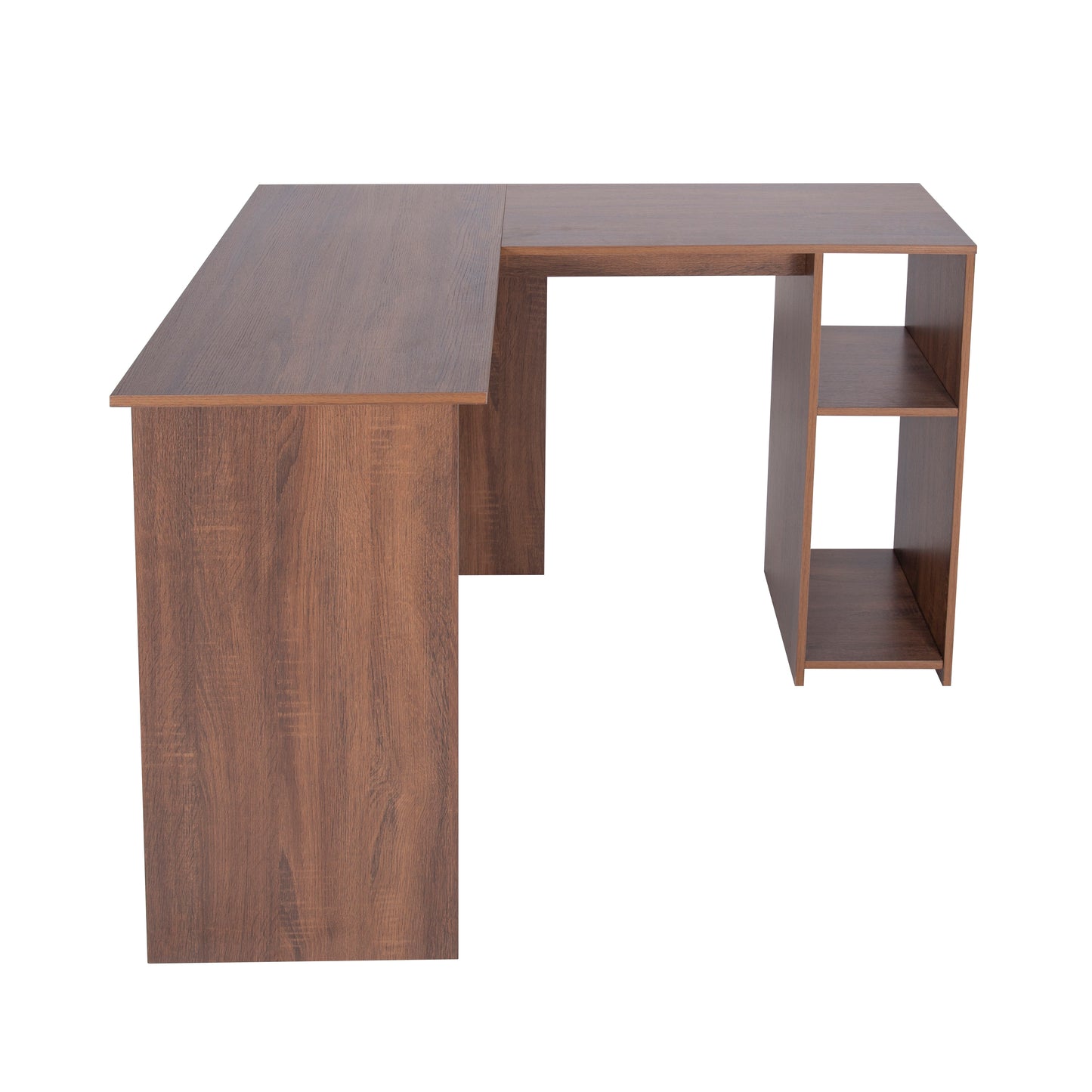 L-Shaped Desk Home Office Corner Table with 2 Shelves Babette