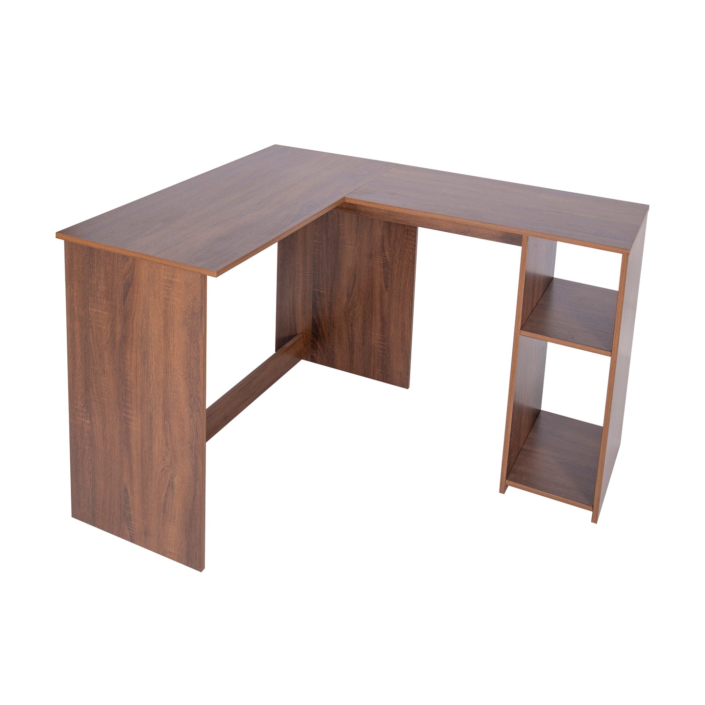 L-Shaped Desk Home Office Corner Table with 2 Shelves Babette