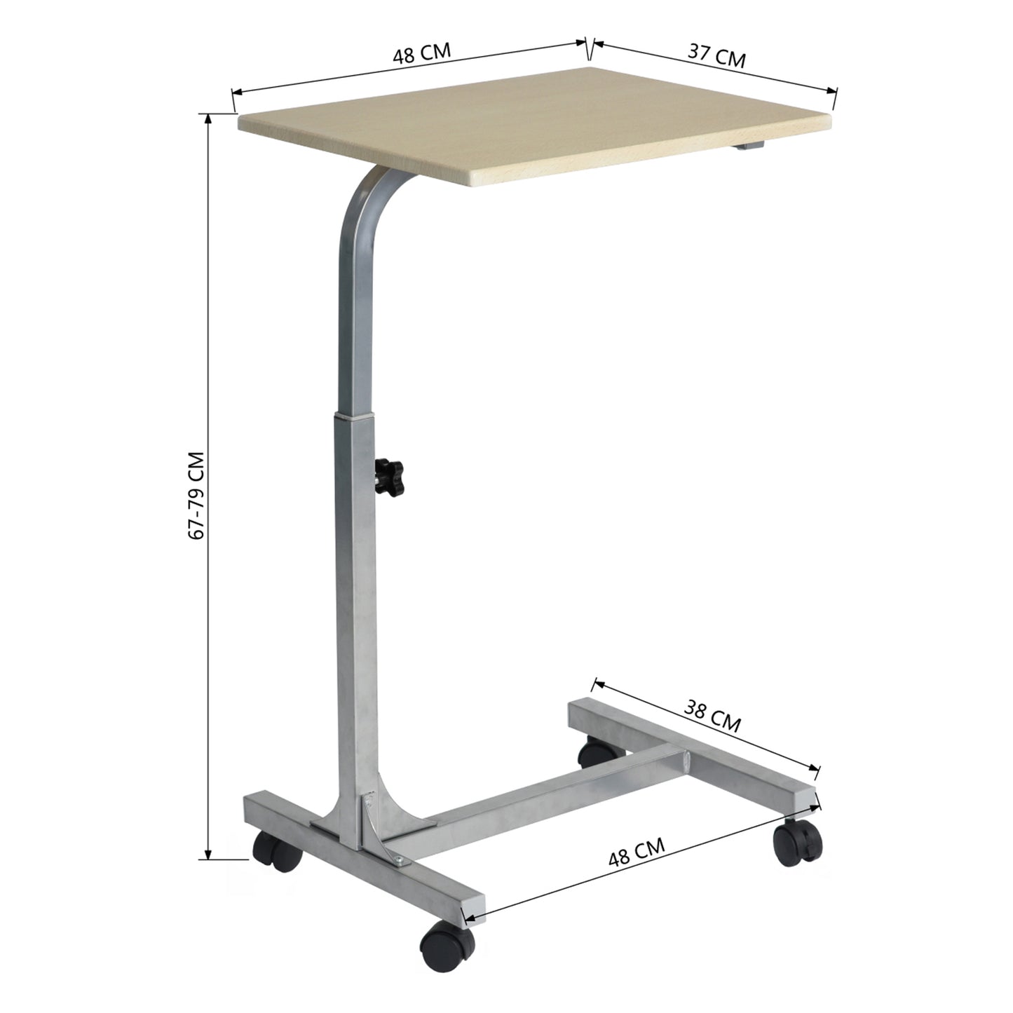 Laptop Table C Side Rolling Table Height Adjustable Bed Bello