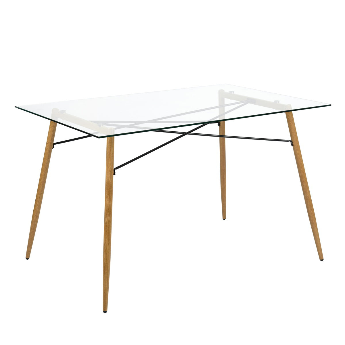 Modern Rectangular Glass Dining Table with Metal Legs Besai