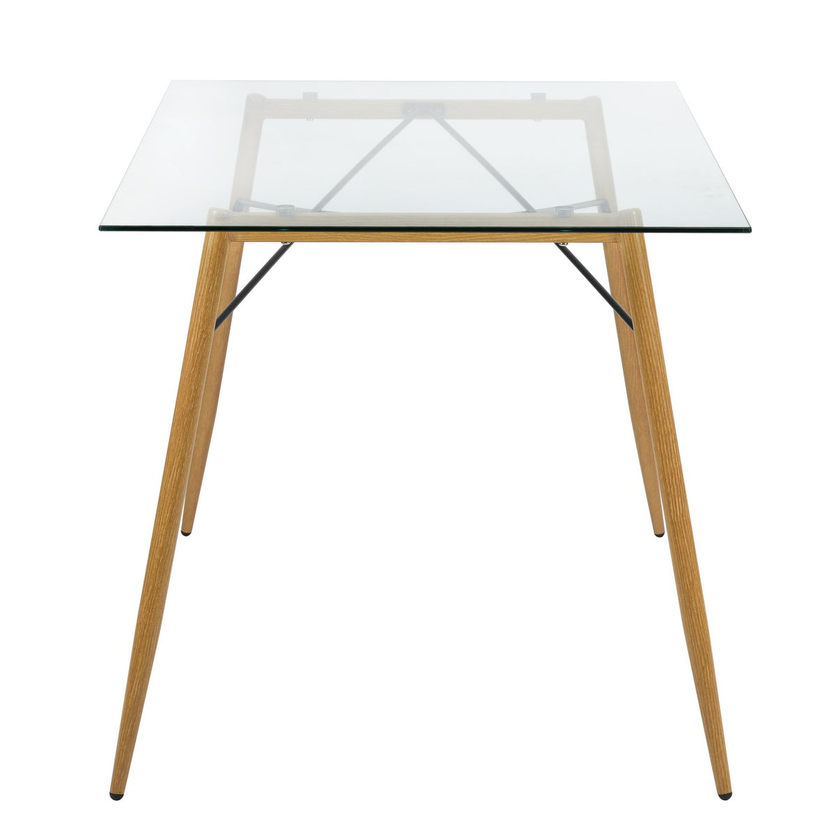 Modern Rectangular Glass Dining Table with Metal Legs Besai