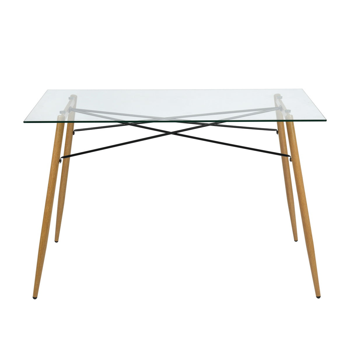 Modern Rectangular Glass Dining Table with Metal Legs Besai