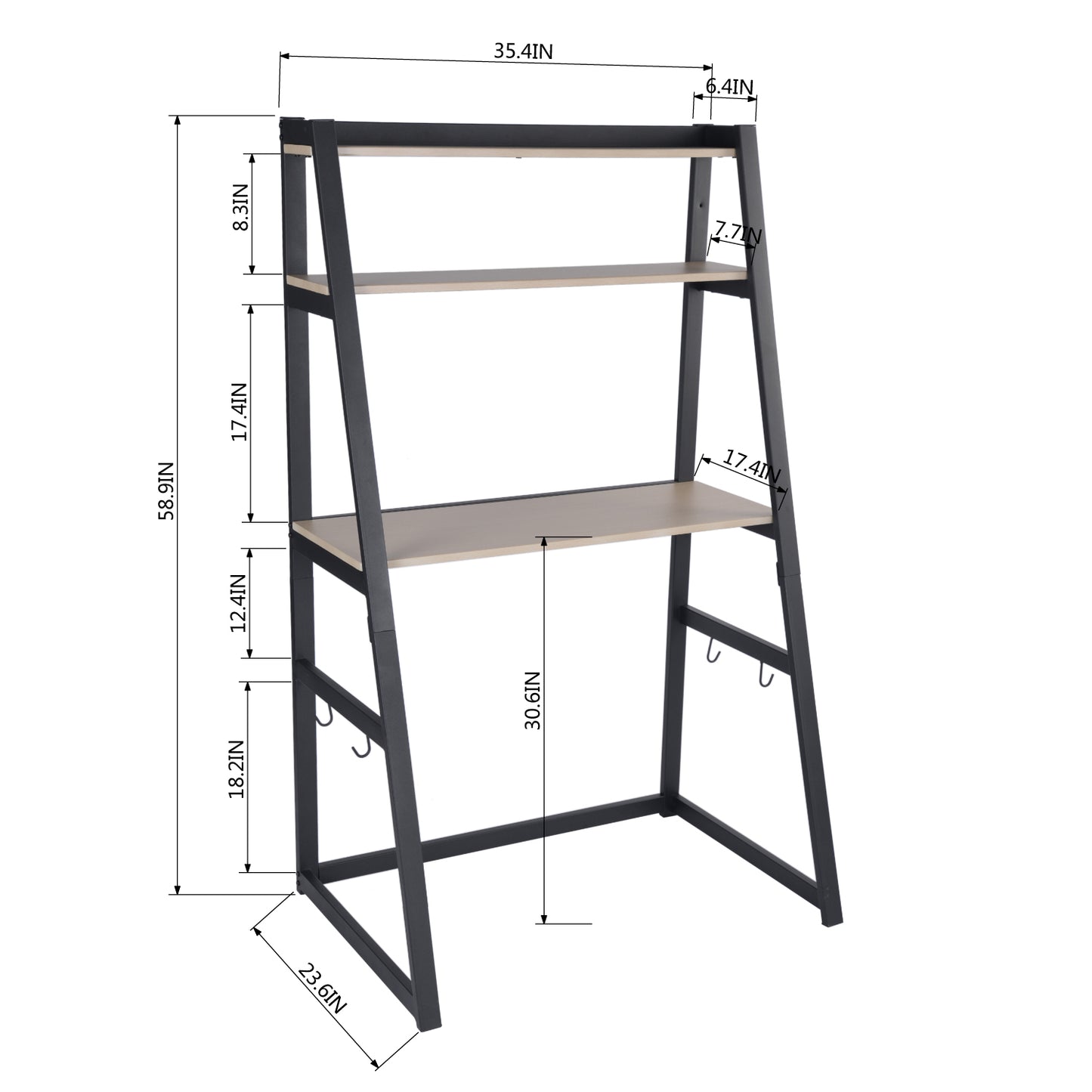 Computer Desk Writing Office Table with 2-Shelves Blume