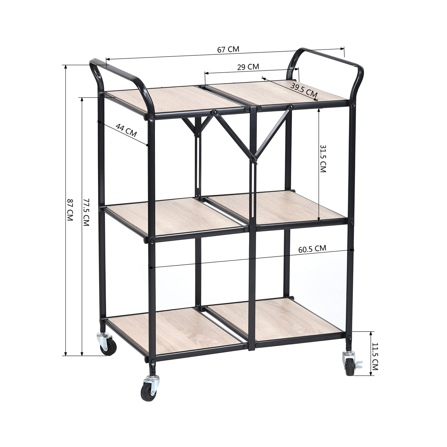 Folding Rolling Kitchen Trolley Serving Cart Bomfim