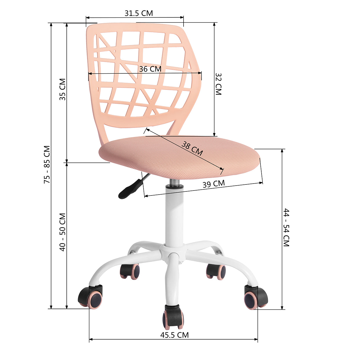 Home Study Chair Modern Home Office Desk Chair Mesh Upholstery Carnation