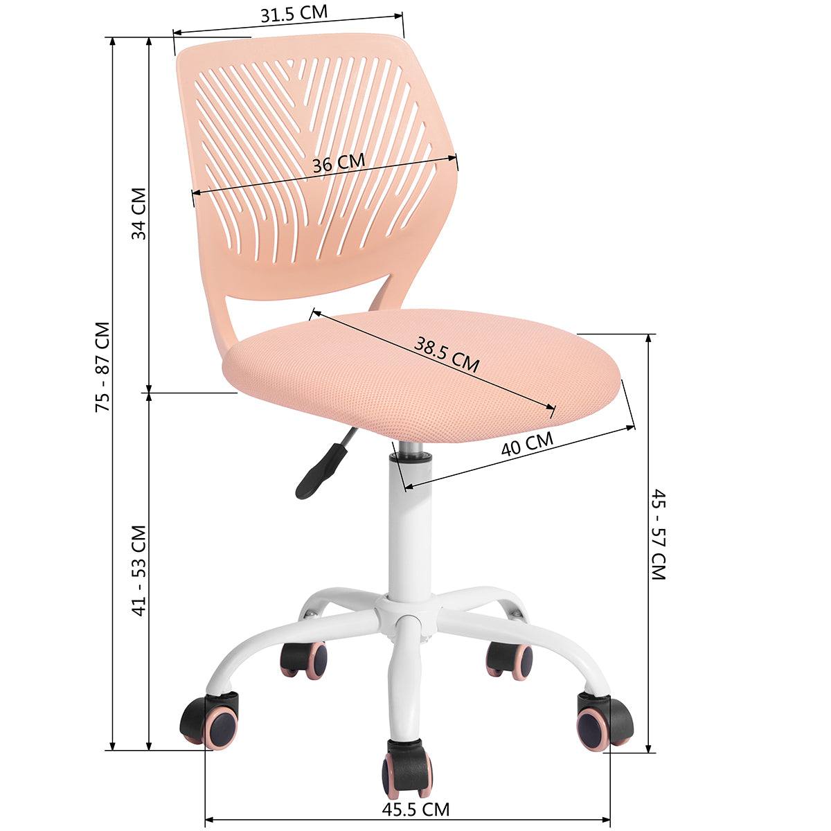 Home Study Chair Modern Home Office Desk Chair Mesh Upholstery Carnation