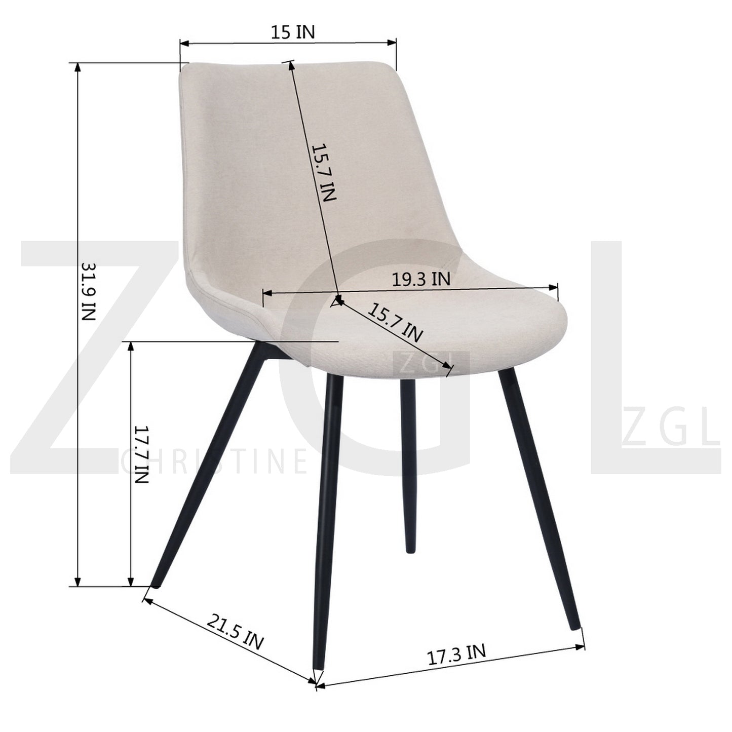 Dining Chairs Fabric Upholstered Metal Legs Casemiro