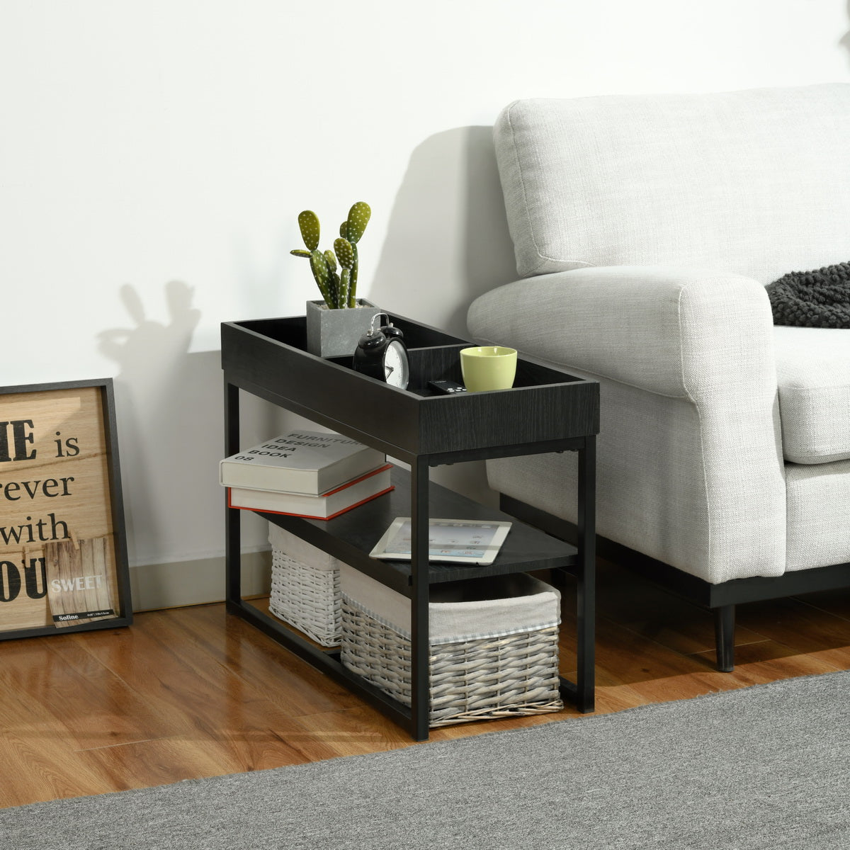 Coffee Table with Tray Shelf Side Table Centella