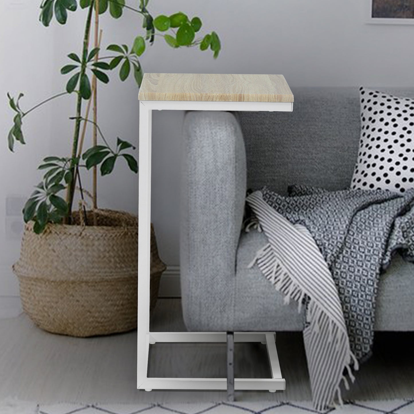 Sofa Side Table Narrow C Shaped for Bed Couch Cinders