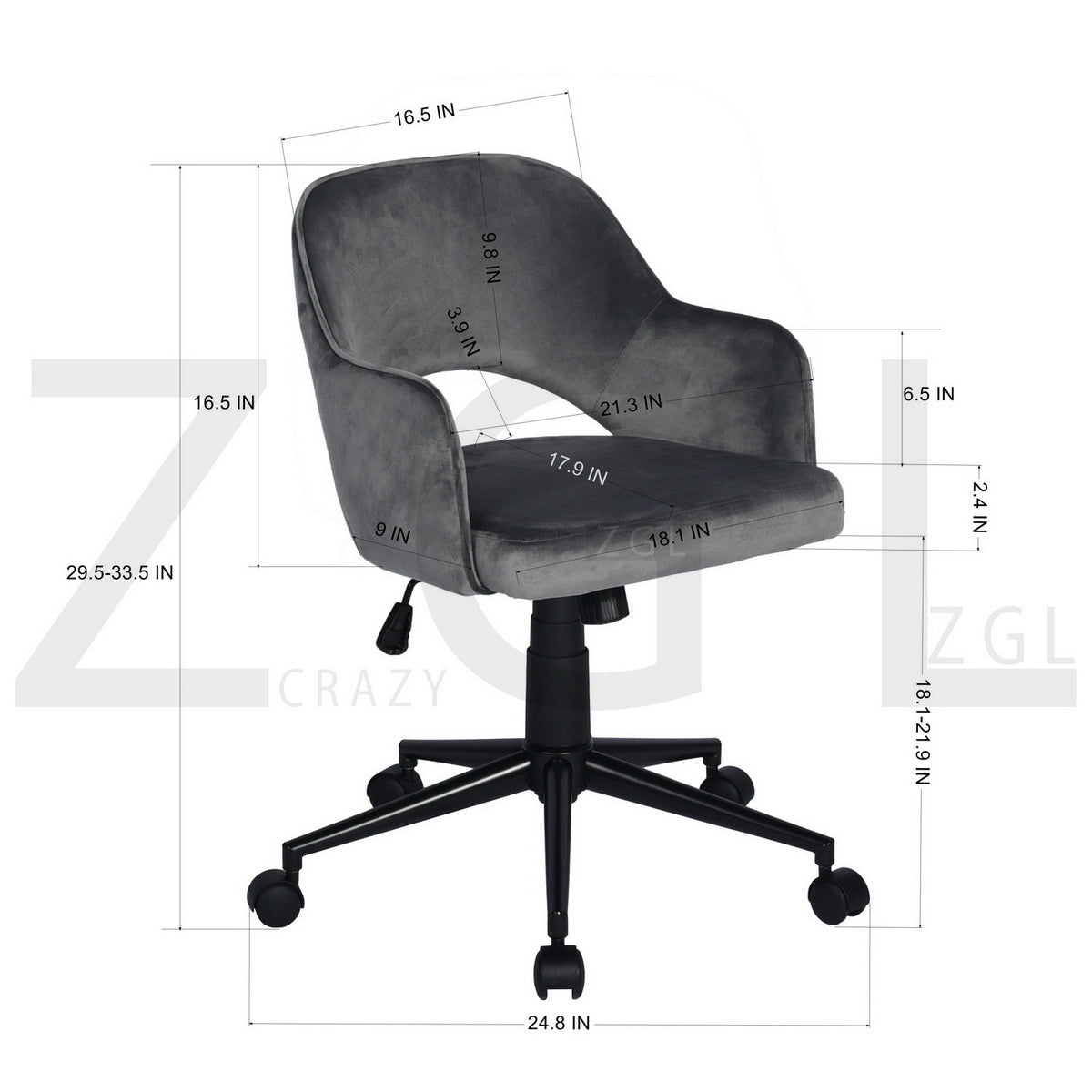 Fabric Upholstered Swivel Ergonomic Home Office Chair Clarkson