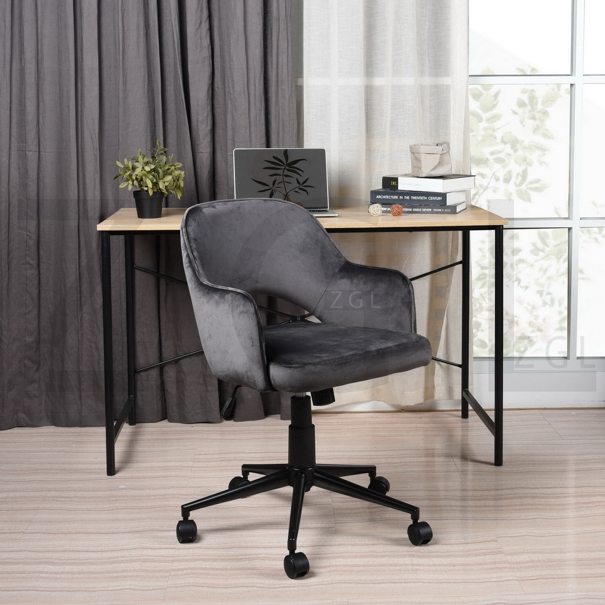 Fabric Upholstered Swivel Ergonomic Home Office Chair Clarkson