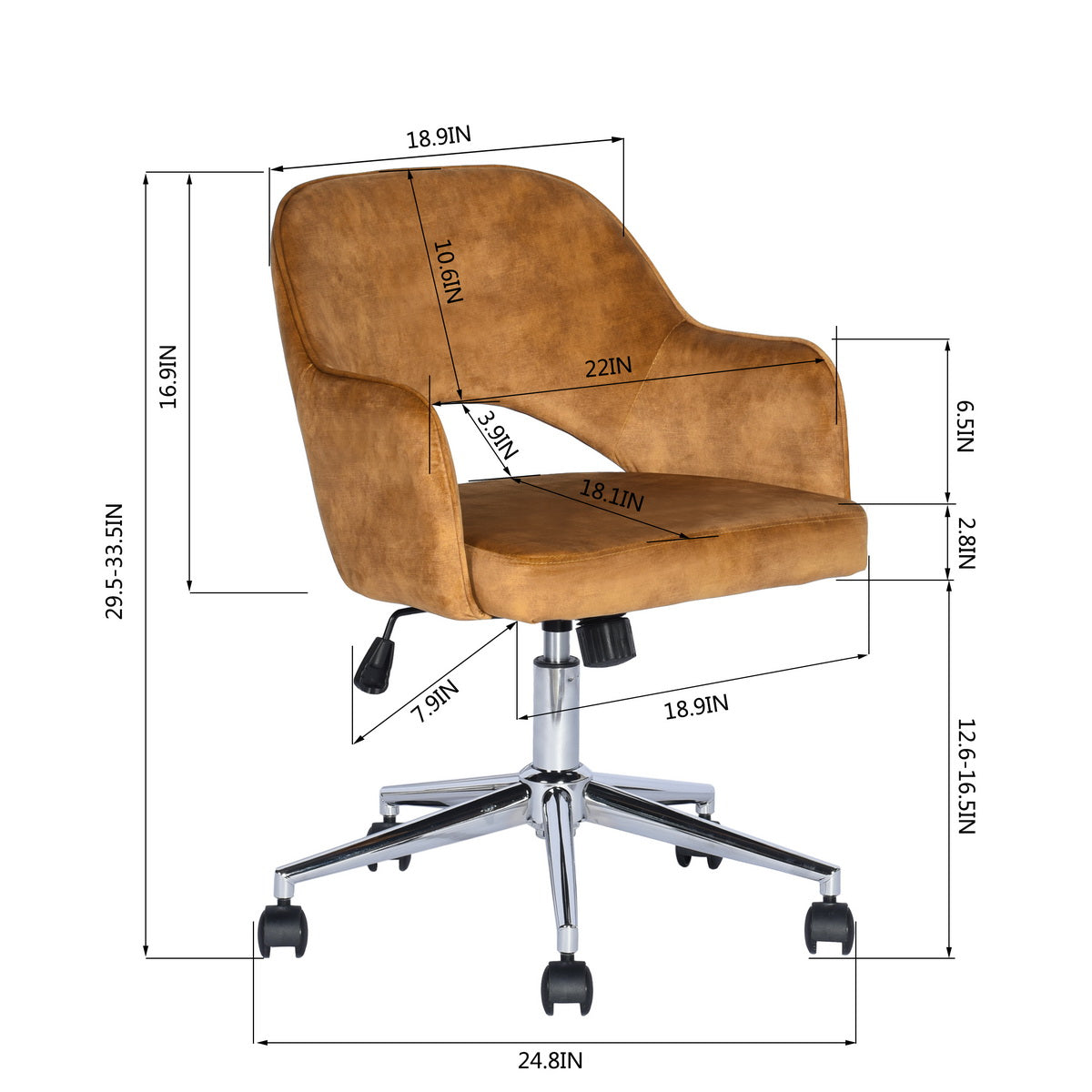 Fabric Upholstered Swivel Ergonomic Home Office Chair Clarkson