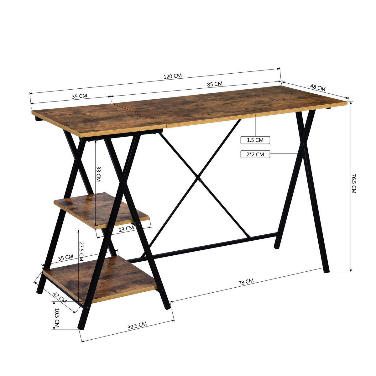 Computer Desk with Storage Shelves Study Writing Table Cloone