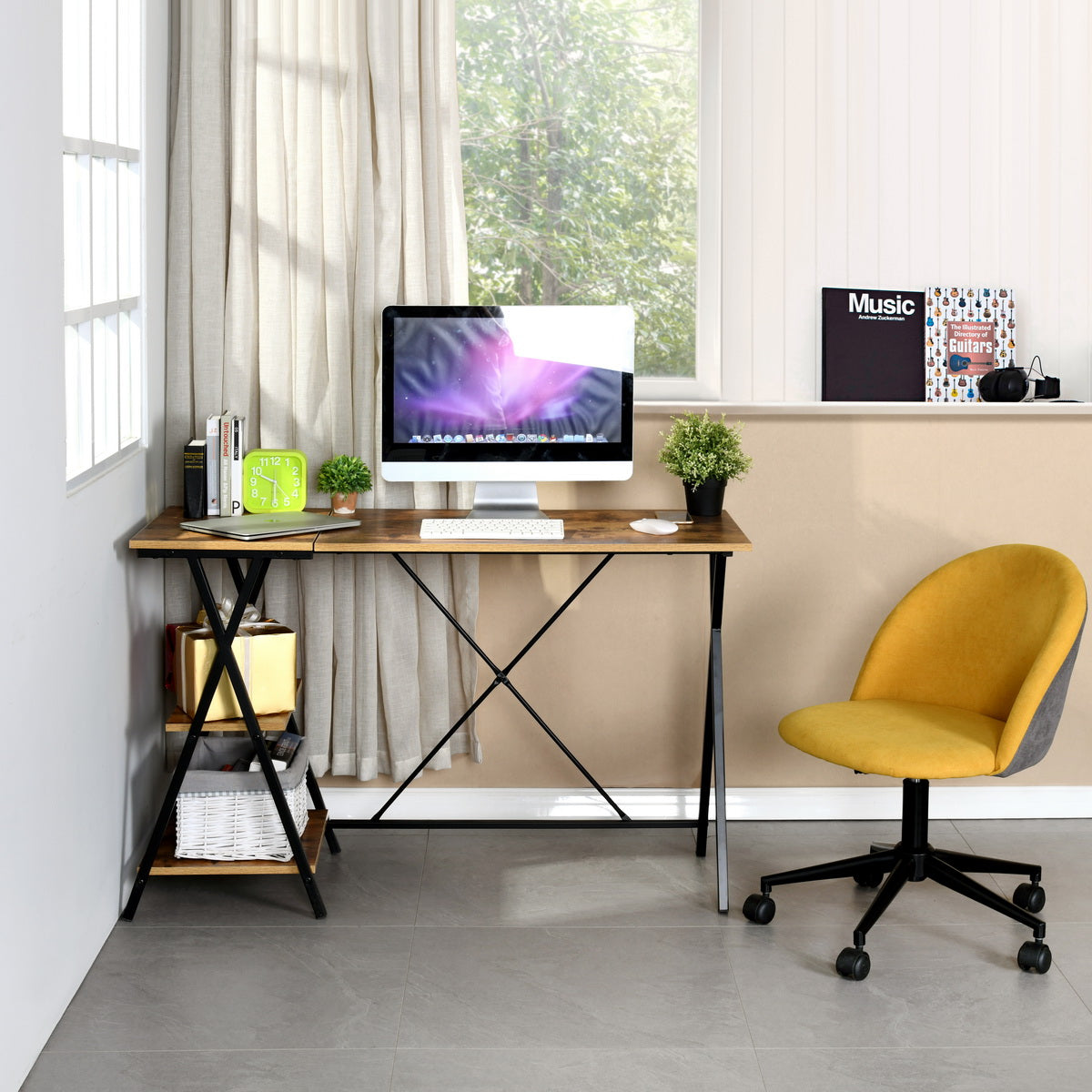 Computer Desk with Storage Shelves Study Writing Table Cloone