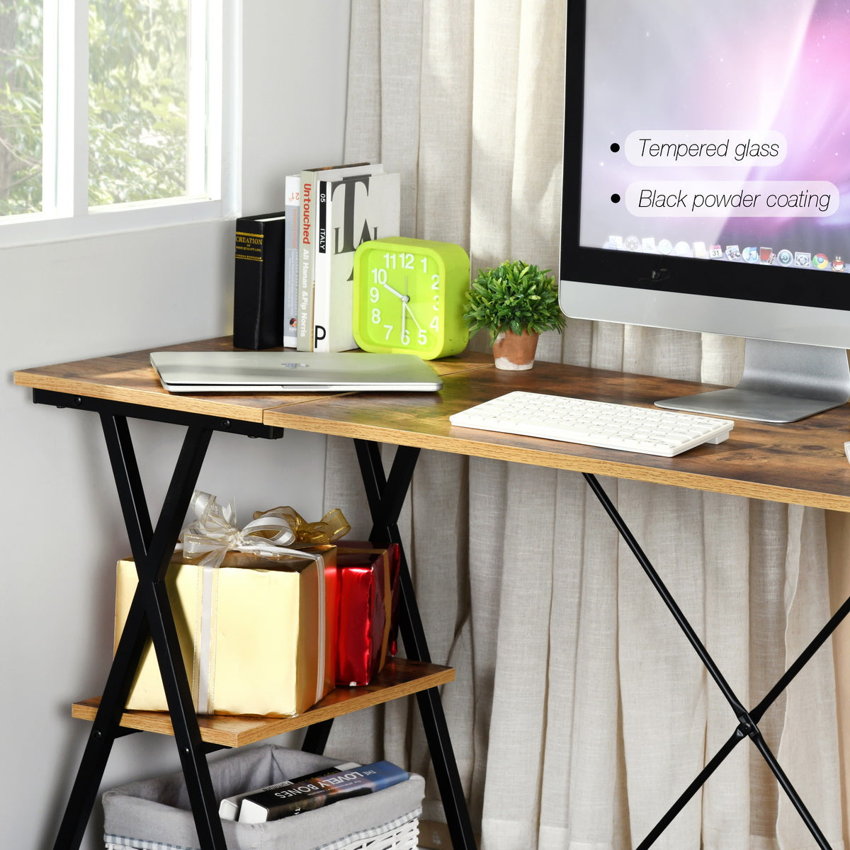 Computer Desk with Storage Shelves Study Writing Table Cloone