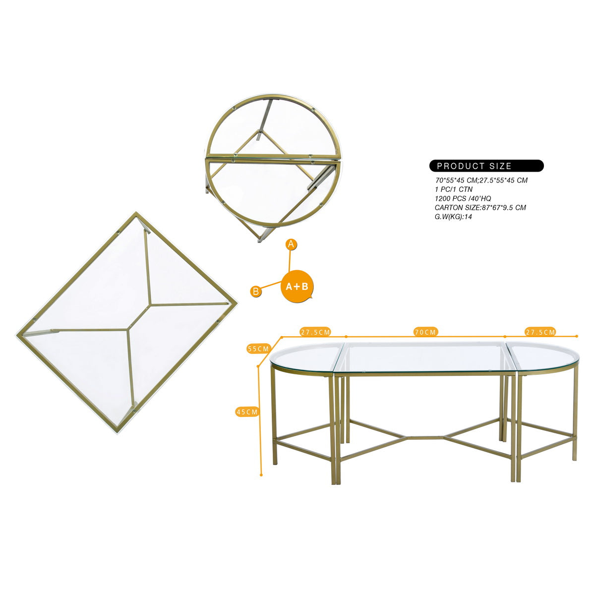 Set of 3 Coffee Tables Design Demaio