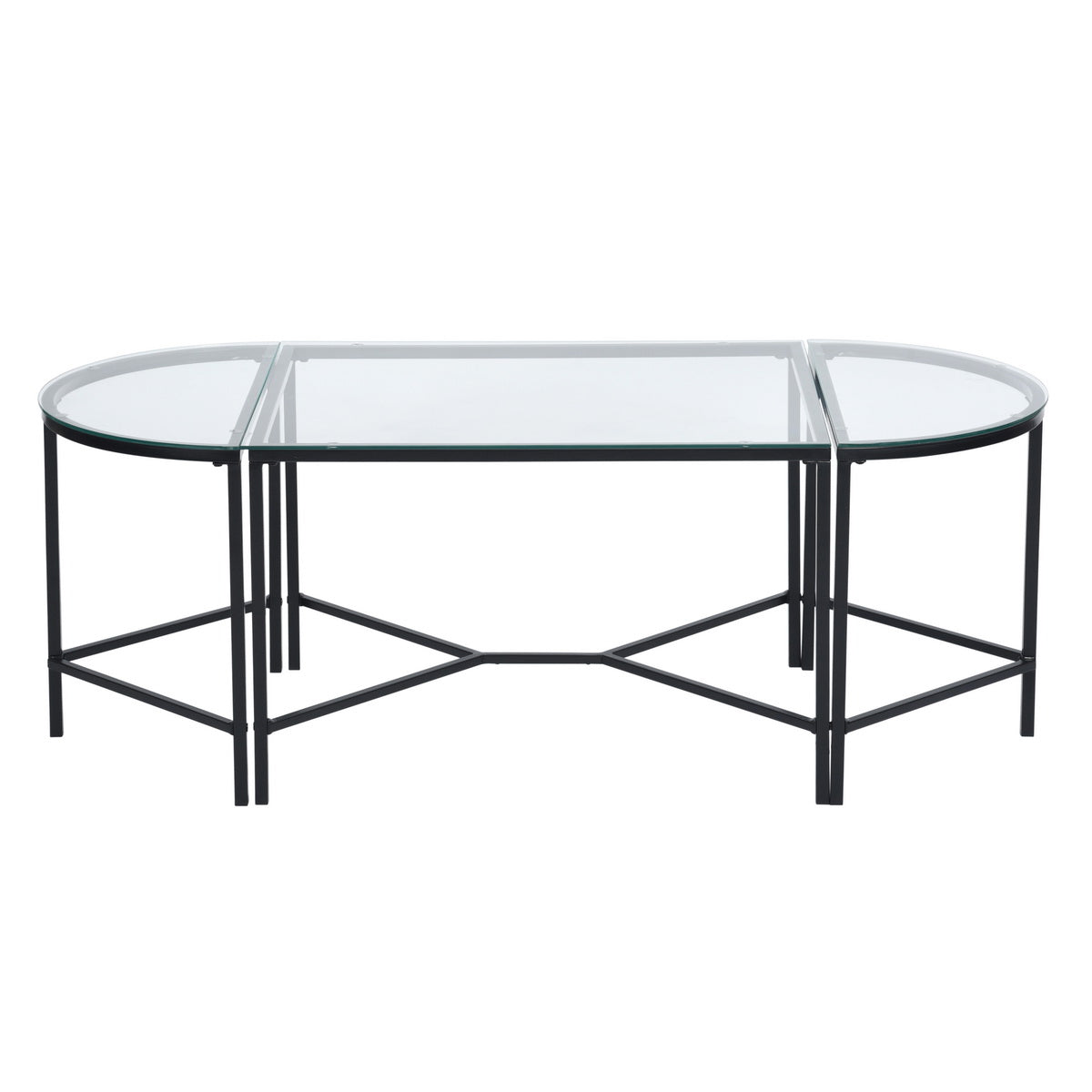 Set of 3 Glass Coffee Table End Table Design Demaio