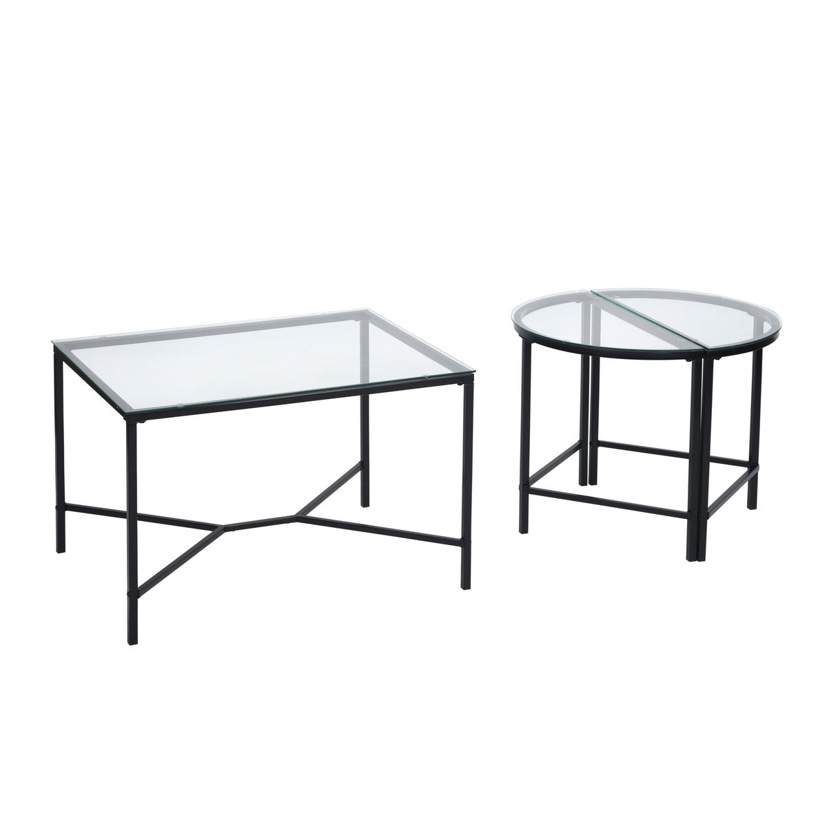 Set of 3 Glass Coffee Table End Table Design Demaio