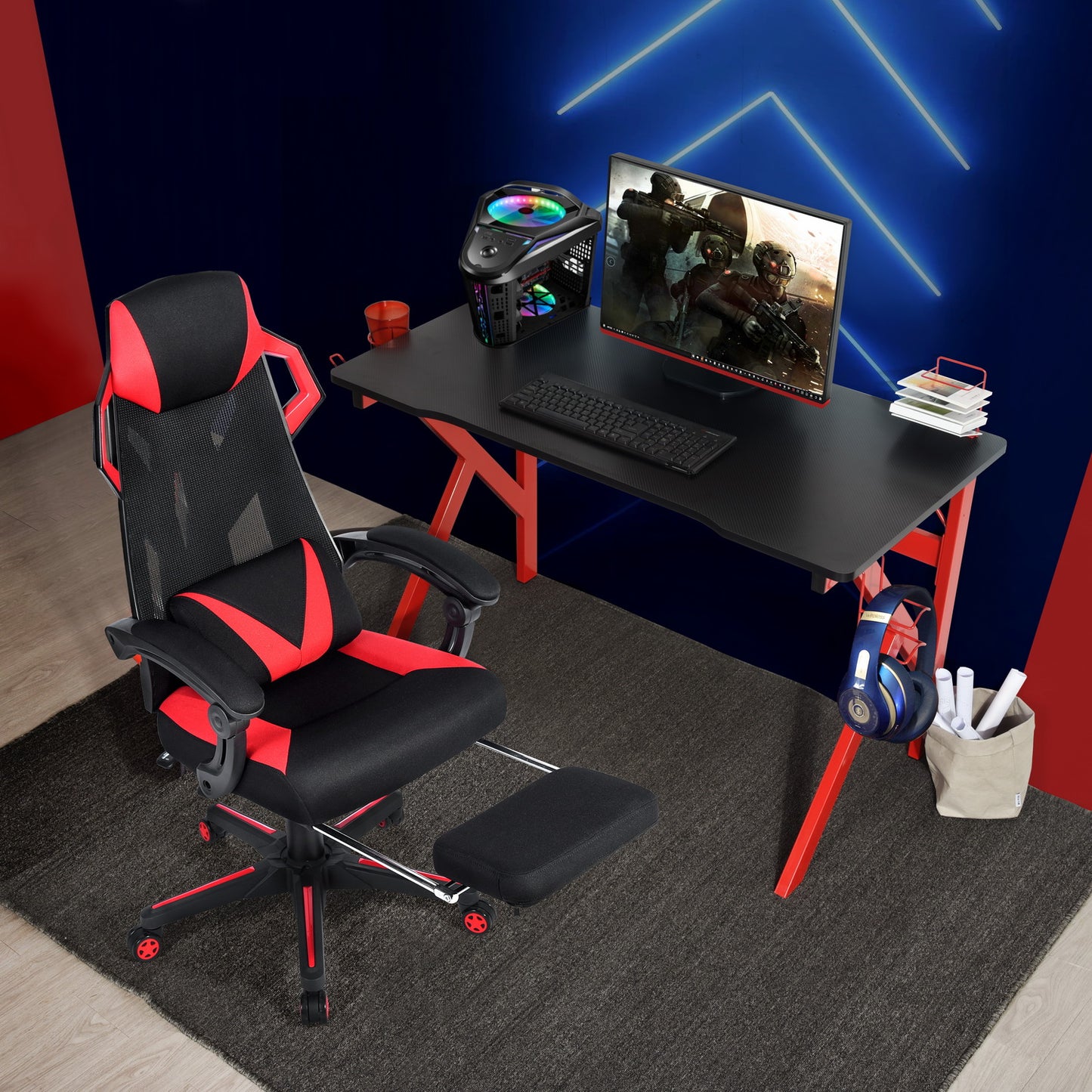 Gaming Desk K Shaped Computer Desk Office Workstation Demirbay