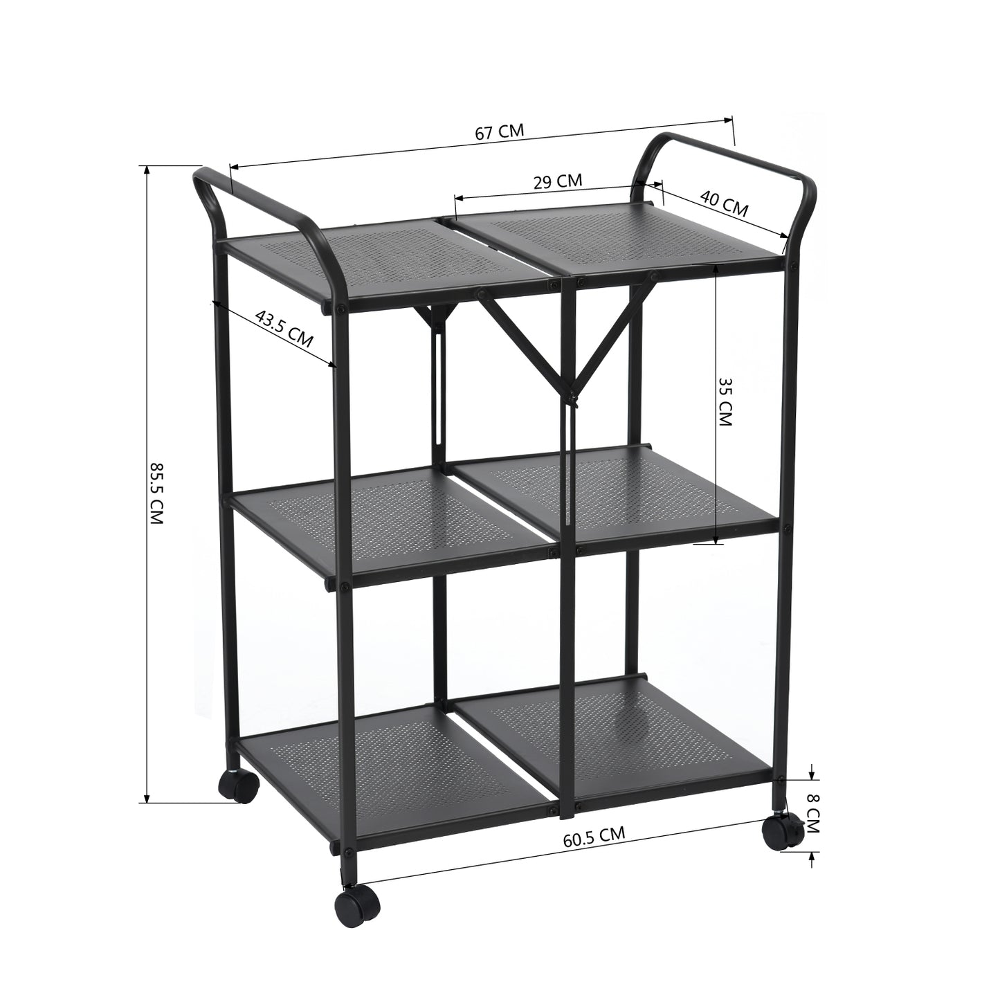 Folding Rolling Kitchen Trolley Serving Cart Elias