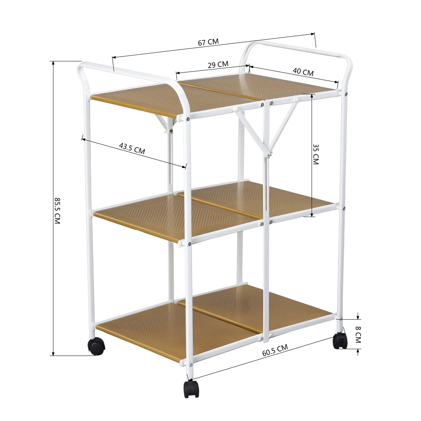 Folding Rolling Kitchen Trolley Serving Cart Elias