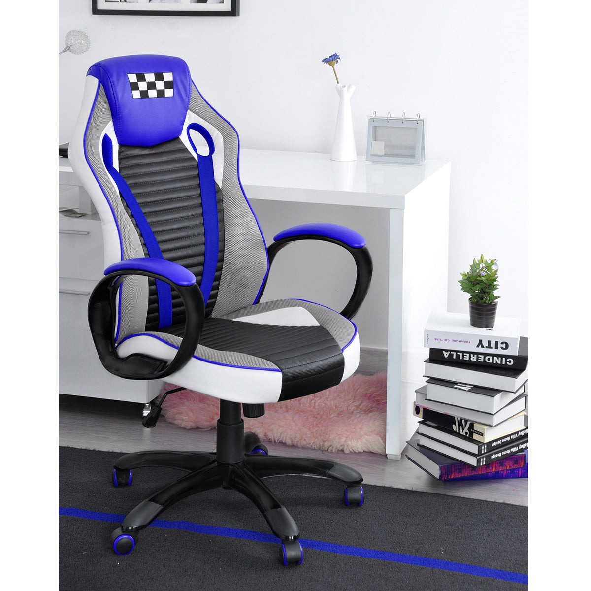 Gaming Chair Racing Office Chair Recliner Swivel Rocker Mesh PU  Eminem